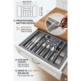 MEGAHOME STORE A Kalite Gri Renk Çekmece İçi Kaşıklık ve Kepçelik Düzenleyici – Gri 69x49 cm (62x40 cm Kadar Kesilebilir)
