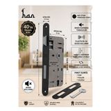 MEGAHOME STORE Han Locks Sessiz Kilit 40 mm Oval Mat Siyah Oda Kapı Kilidi - Plastik Dil - Sağ/Sol Ayarlanabilir