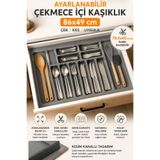 MEGAHOME STORE Premium Gri Renk Çekmece İçi Kaşıklık ve Kepçelik 86x49 cm | 78,5x40 cm’ye Kadar Kesilebilir