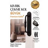 MEGAHOME STORE Premium Mat Siyah Kıvrık Büyük Çekme Kol 14,7 cm - Sürgülü Oda ve Kapı Kulpu (2 Adet , Ön ve Arka)