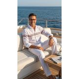 MEGALDİ Erkek Slim Fit Kesim Linen Keten Blok Desenli Bordo Uzun Kollu Gömlek