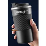 megame ANNELER - BABALAR Günü İçin Hediyelik Kişiye Özel Isim Baskılı 500 ml Siyah Termos, Çay Kahve Termos,
