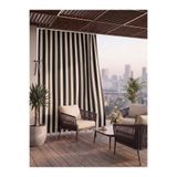 MEGAMİX Balkon Perdesi En x boy Seçenekli Bağcıklı Balkon Brandası Gri Beyaz Şerit Desenli