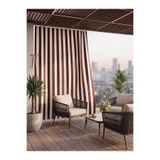 MEGAMİX Balkon Perdesi En x boy Seçenekli Bağcıklı Balkon Brandası Kahverengi Şerit Desenli