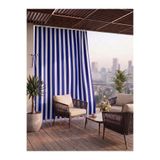 MEGAMİX Balkon Perdesi En x boy Seçenekli Bağcıklı Balkon Brandası Lacivert Şerit Desenli
