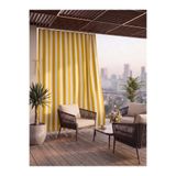 MEGAMİX Balkon Perdesi En x boy Seçenekli Bağcıklı Balkon Brandası Sarı Şerit Desenli