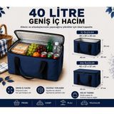 Megamus 40 Litre Termal Buzluk Çanta Katlanabilir Piknik Kamp Plaj ve Yolculuk Için Soğuk Sıcak Koruyucu - Lacivert