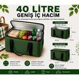 Megamus 40 Litre Termal Buzluk Çanta Katlanabilir Piknik Kamp Plaj ve Yolculuk Için Soğuk Sıcak Koruyucu - Yeşil