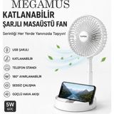 Megamus Katlanabilir Şarjlı Masaüstü Fan USB Taşınabilir Vantilatör F - Beyaz