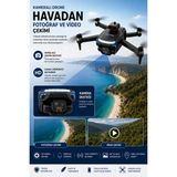 Megamus M9 Drone Kameralı Ekranlı Kumanda 2200MAH Batarya Katlanabilir Fpv Mobil Uygulama Destekli Drone - Siyah