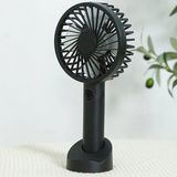 Megamus Taşınabilir Mini USB Fan Telefon Standlı El Fanı 3 Kademeli Üfleyici Mini Vantilatör Soğutucu - Siyah