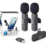 Megamus Type C,ıphone, IPad Için 2-In-1 Profesyonel Kablosuz Yaka Mikrofonu-Röportaj,vlog - Siyah
