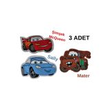 Megas Etiket Ütü ile Yapışan "Arabalar" -The Cars- 3'lü Set Dokuma Arma/Yama