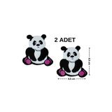Megas Etiket Ütü ile Yapışan Panda Dokuma Arma/Yama