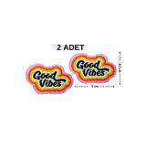 Megas Etiket Ütü ile Yapışan "" Yazılı/Mottolu Dokuma Arma/Yama Good Vibes