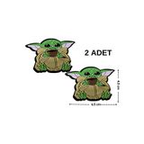 Megas Etiket Ütü ile Yapışan Yoda (Çorba İçerken) Dokuma Arma/Yama