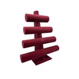 Megass Dekor Süet Kumaş Bordo Renk Dört Kademeli 38/34 Cm Bileklik-Saat Sergileme Standı