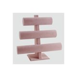 MeGass Dekor Süet Kumaş Pembe Renk Üçlü Kademeli 30/26 cm Bileklik Saat Sergileme Standı