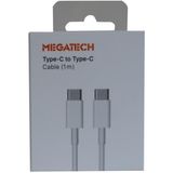 Megatech MG-IP15TT 1mt USB Type-C To Type-C Şarj ve Data Kablosu (Iphone 15 Uyumludur) - RENK - 1BW-Beyaz