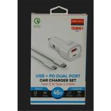 Megatech T05M45-T Beyaz 45W Pd-Usb Araç Çakmaklık Şarj Başlığı Hızlı Şarj(Type-C To Type-C Kablo) - 20W GaN Black