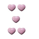 MegaVitrin 5 Adet Porselen Çocuk Odası Pembe Kalp Mobilya Kulpu Seramik Çekmece Dolap Düğmesi (55x45 mm) Pembe Tek Ebat