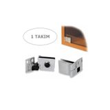 MegaVitrin Osena 4108 Cam Menteşesi Metal Krom 6 mm Cam İçin 1 Takım (2 Adet) | Vitrin ve Dolap Cam Menteşesi