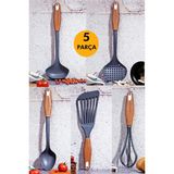 Megaw 5 Parça Mutfak Servis Seti Kepçe, Kaşık, Çırpıcı, Kevgir Kepçe, Spatula