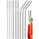 Megaw 9 Adet Metal Pipet Seti Çelik Pipet ve Çubuk Pipet Temuzleme Fırçası