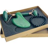 Megaw Aventurin Face Roller ve Aventurin Kalp Gua Sha Yüz Masaj Aleti Premium Set Bileklik Hediyeli