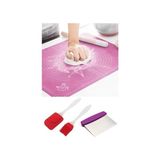 Megaw Hamur Açma Matı + Çelik Hamur Kesme Spatulası + Silikon Yumurta Fırçası ve Spatula 2'li Set