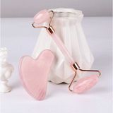 Megaw Pembe Kuvars Face Roller ve Pembe Kuvars Kalp Gua Sha (Premium Set)