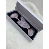 Megaw Pembe Kuvars Jade Roller Masaj Başlığı ve Kalp Gua Sha Yüz Masaj Taşı Seti 1