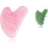Megaw Pembe Kuvars Kalp Gua Sha ve Aventurin Kalp Gua Sha Yüz Masaj Taşı Set