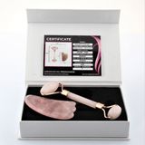 Megaw Pembe Kuvars Masaj Taşı Roller ve Gua Sha Set Yüz ve Vücut Masaj Aleti