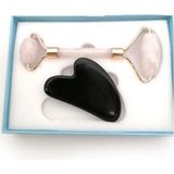 Megaw Pembe Kuvars Roller ve Obsidyen Gua Sha Set
