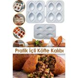 Megaw Pratik Içli Köfte Kalıbı 4 Bölmeli Kolay Kullanım İçin Beyaz Renkli Plastik Aparat