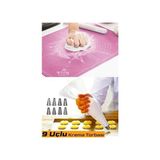 Megaw Silikon Hamur Açma Matı & Krema Sıkma Torbası, Kek Pasta Süsleme