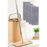 Megaw Tablet Mop Sihirli Pratik Temizlik Paspas Kova Seti +4 Yedek Bez