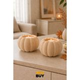 MEGBUY Balkabağı Mumluk Seti – 2’li Dekoratif Tealight Mumluk, Sonbahar Masa Dekoru
