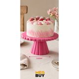 MEGBUY Dekoratif Ayaklı Pasta Standı 24 cm – Cupcake Kek Sunum Tabağı Pembe