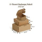 megetasarım 100 Adet E-Ticaret Başlangıç Seti E Dalga Karton Kutu 8x8x4, 20x10x5, 30x20x10