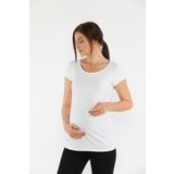 MEGHAN L.A Beyaz Hamile Esnek Pamuklu Kumaş T-shirt