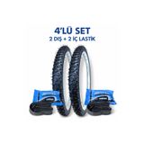 meghna 16 Jant Bisiklet Lastik Seti 2 Dış Lastik + 2 İç Lastik (Şambrel) Kalın Dişli (16x1.75)