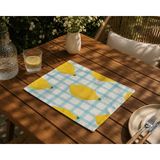 Megi Concept Dijital Baskılı 2'li Limon Desenli Amerikan Servis 35X45 cm Pötikare Akdeniz Temalı Servis Altlığı - Açık Sarı
