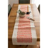 megi concept Masa Runner 40x140 cm Kırmızı Noktalı Kalın Kumaş Dekoratif Salon Yemek Masası Örtüsü