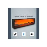 MeGulart Dekoratif Elektrikli Yapay Şömine - 140x30x14 Cm - Farklı Renk Modları, Bluetooth Ses