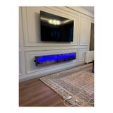 MeGulart Dekoratif Elektrikli Yapay Şömine - 200x30x14 Cm - Farklı Renk Modları, Bluetooth Ses 2 Metre