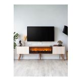 MeGulart Şömineli TV Sehpası & Ünitesi 170 CM Krem Kapak