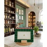 Megy Home 25X35 Cam Kesme Tahtası/ Sunumluk/dekoratif Silikon Kaymaz Altlıklı Love Birds Kuş Desenli - Yeşil - Koyu Yeşil
