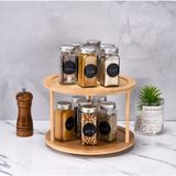 Mehay Home Bambu 360 Derece Döner Stantlı Sunumluk Organizer 2 Katlı Baharatlık Silikon Malzeme